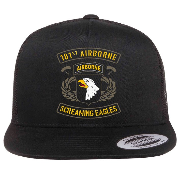 101st Airborne Paratrooper Army Veteran Vintage Flat Bill Trucker Hat