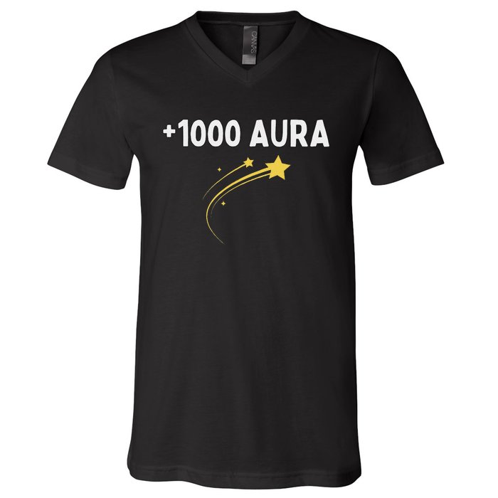 1000 Aura Plus 1000 Aura Points Meme Humor V-Neck T-Shirt