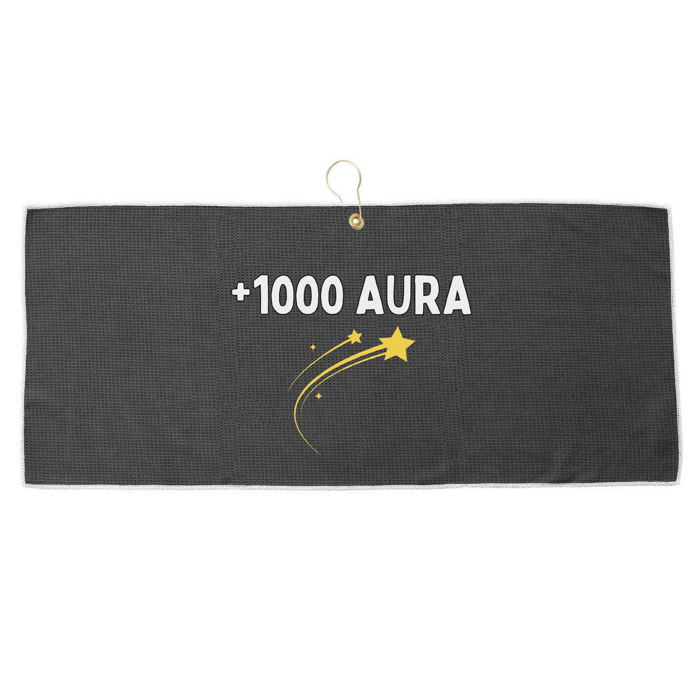 1000 Aura Plus 1000 Aura Points Meme Humor Large Microfiber Waffle Golf Towel