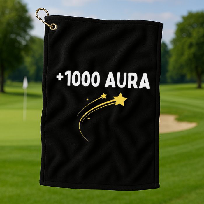 1000 Aura Plus 1000 Aura Points Meme Humor Golf Towel