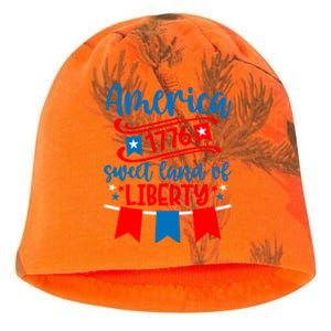 1776 America Sweet Land Of Liberty 4th Of July Patriotic Gift Kati - Camo Knit Beanie