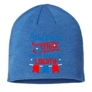 1776 America Sweet Land Of Liberty 4th Of July Patriotic Gift Sustainable Beanie