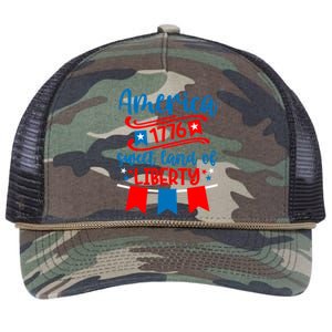 1776 America Sweet Land Of Liberty 4th Of July Patriotic Gift Retro Rope Trucker Hat Cap