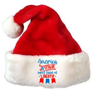 1776 America Sweet Land Of Liberty 4th Of July Patriotic Gift Premium Christmas Santa Hat