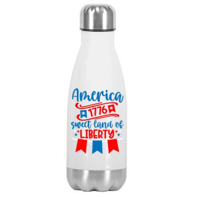 1776 America Sweet Land Of Liberty 4th Of July Patriotic Gift Stainless Steel Insulated Water Bottle