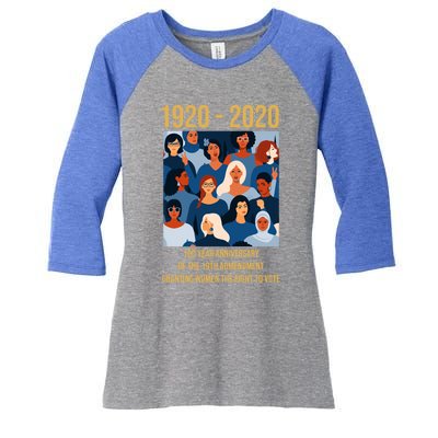 19th Adt 'S Right To Vote 100 Years Suffragette Meaningful Gift Women's Tri-Blend 3/4-Sleeve Raglan Shirt