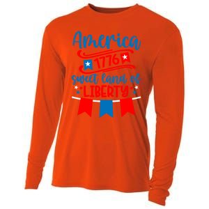 1776 America Sweet Land Of Liberty 4th Of July Patriotic Gift Cooling Performance Long Sleeve Crew