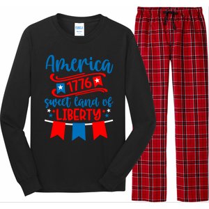 1776 America Sweet Land Of Liberty 4th Of July Patriotic Gift Long Sleeve Pajama Set