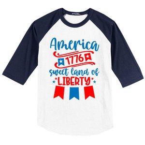 1776 America Sweet Land Of Liberty 4th Of July Patriotic Gift Baseball Sleeve Shirt