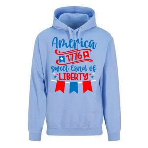 1776 America Sweet Land Of Liberty 4th Of July Patriotic Gift Unisex Surf Hoodie