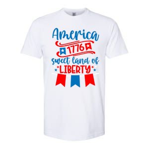 1776 America Sweet Land Of Liberty 4th Of July Patriotic Gift Softstyle CVC T-Shirt