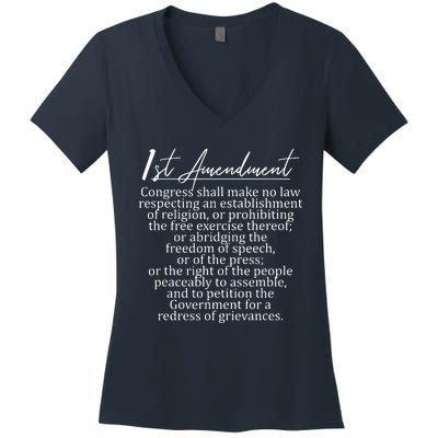 1st Amendment US Constitution Support Freedom Of Speech Women's V-Neck T-Shirt