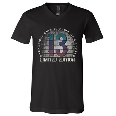 13th Birthday 13 Year Old Gifts Vintage 2010 Limited Edition V-Neck T-Shirt