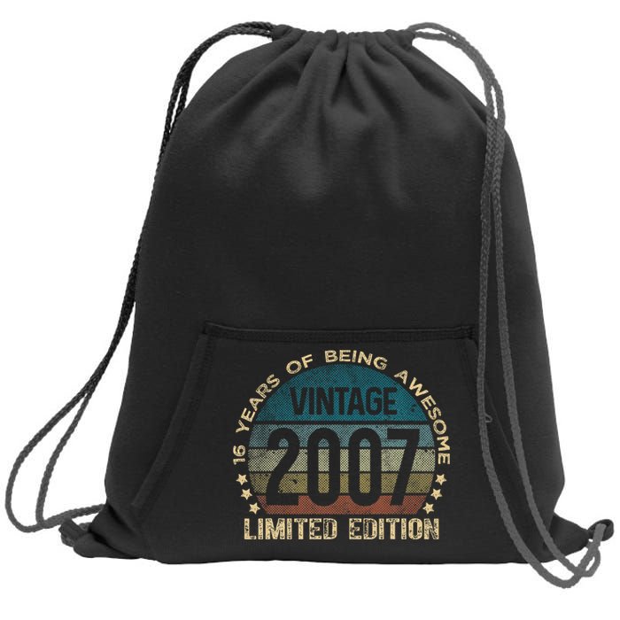 16th Birthday 16 Year Old Limited Edition Gifts Vintage 2007 Sweatshirt Cinch Pack Bag