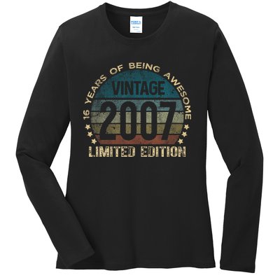 16th Birthday 16 Year Old Limited Edition Gifts Vintage 2007 Ladies Long Sleeve Shirt