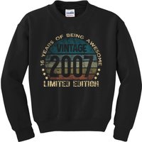 16th Birthday 16 Year Old Limited Edition Gifts Vintage 2007 Kids Sweatshirt