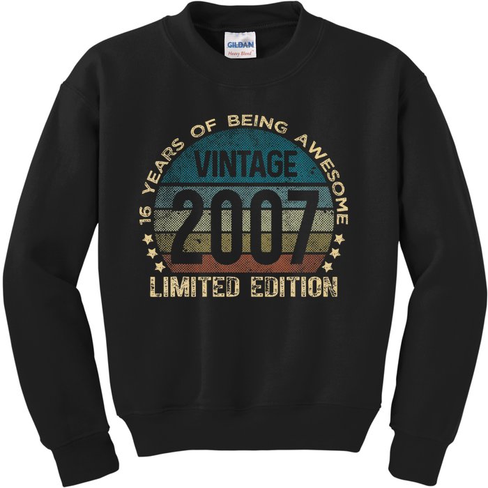 16th Birthday 16 Year Old Limited Edition Gifts Vintage 2007 Kids Sweatshirt