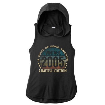 18th Birthday 18 Year Old Limited Edition Gifts Vintage 2005 Ladies PosiCharge Tri-Blend Wicking Draft Hoodie Tank