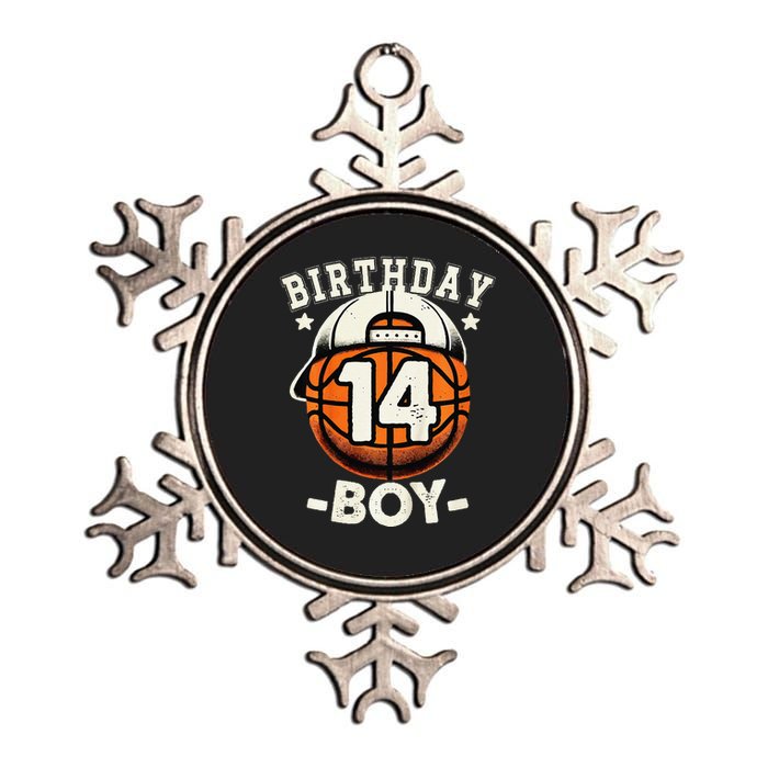 14th Birthday 14 Year Old Basketball Theme Decorations Metallic Star Ornament