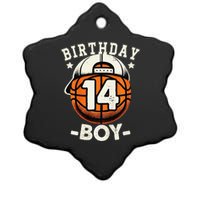 14th Birthday 14 Year Old Basketball Theme Decorations Ceramic Star Ornament