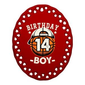 14th Birthday 14 Year Old Basketball Theme Decorations Ceramic Oval Ornament