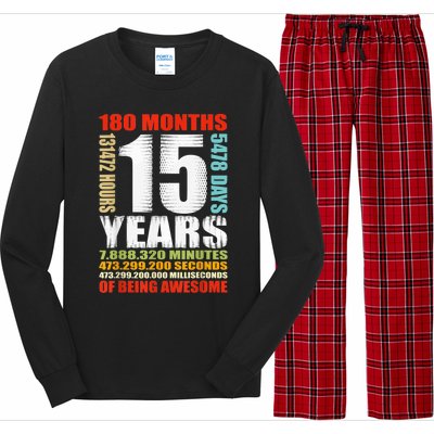 15th Birthday 15 Years Old Boy Girl  Being Awesome Long Sleeve Pajama Set