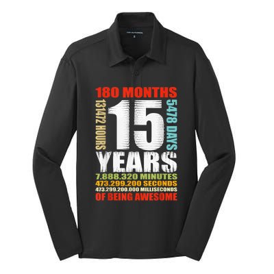 15th Birthday 15 Years Old Boy Girl  Being Awesome Silk Touch Performance Long Sleeve Polo