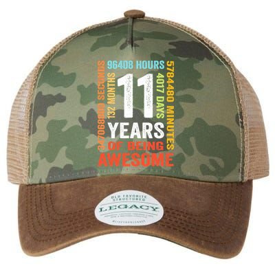 11th Birthday 11 Years Old Vintage Retro 132 Months Legacy Tie Dye Trucker Hat