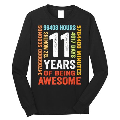 11th Birthday 11 Years Old Vintage Retro 132 Months Long Sleeve Shirt