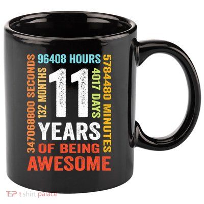 11th Birthday 11 Years Old Vintage Retro 132 Months 11oz C Handle Ceramic Mug