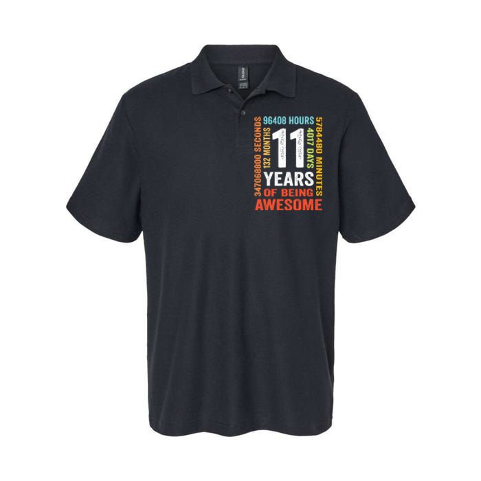 11th Birthday 11 Years Old Vintage Retro 132 Months Softstyle Adult Sport Polo