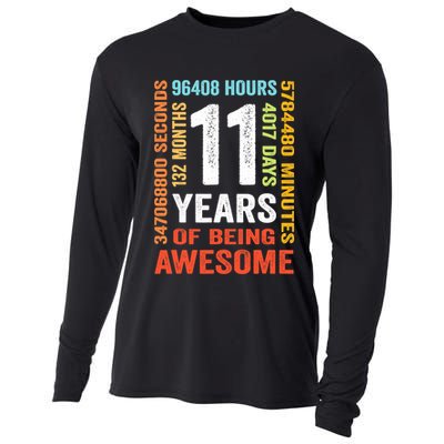 11th Birthday 11 Years Old Vintage Retro 132 Months Cooling Performance Long Sleeve Crew