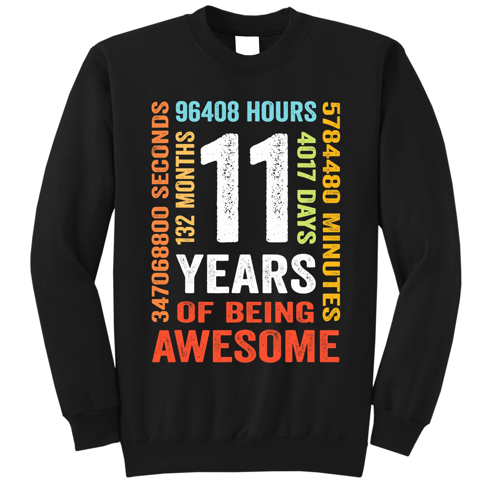 11th Birthday 11 Years Old Vintage Retro 132 Months Tall Sweatshirt