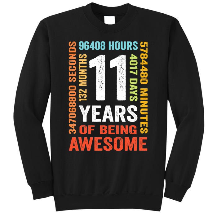 11th Birthday 11 Years Old Vintage Retro 132 Months Tall Sweatshirt