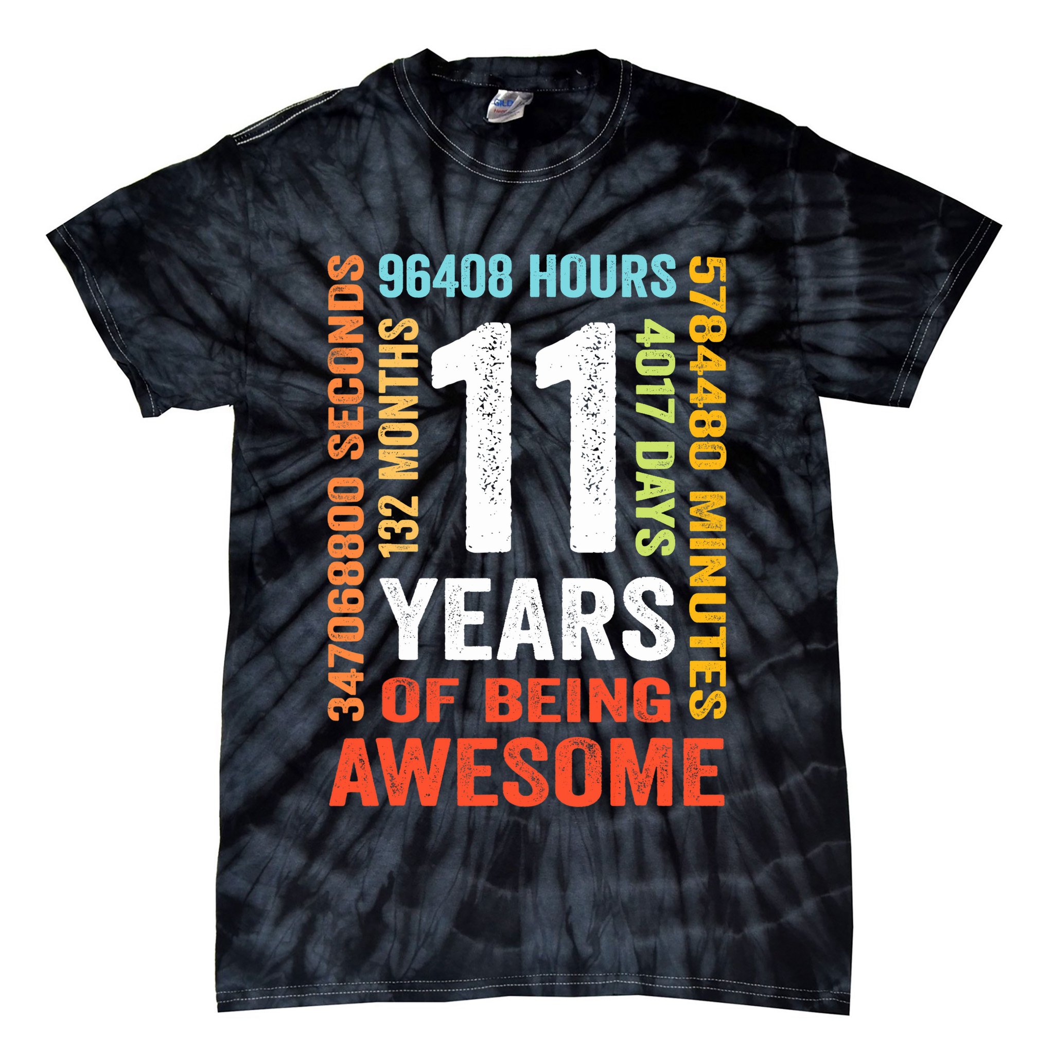 11th Birthday 11 Years Old Vintage Retro 132 Months Tie-Dye T-Shirt