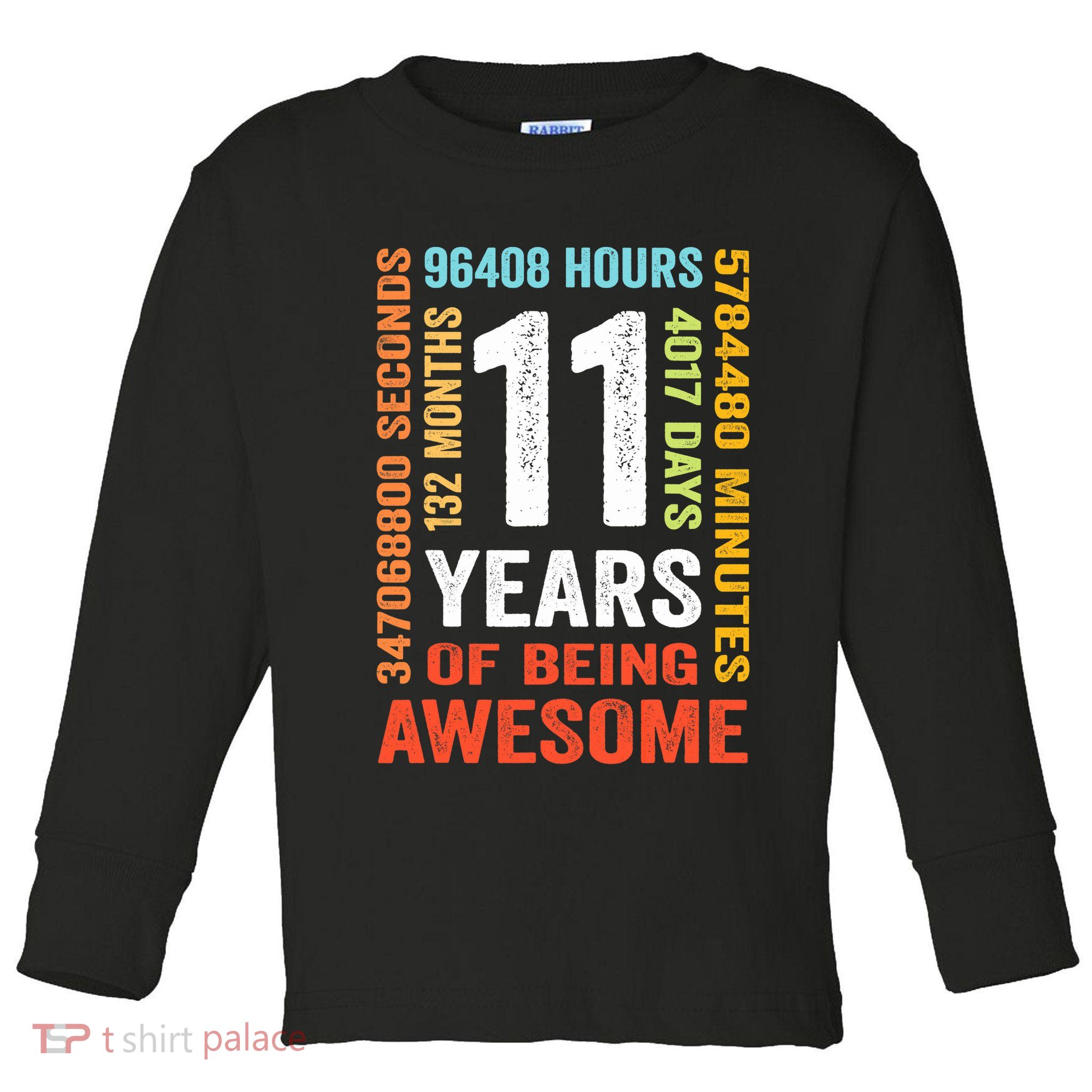 11th Birthday 11 Years Old Vintage Retro 132 Months Toddler Long Sleeve Shirt