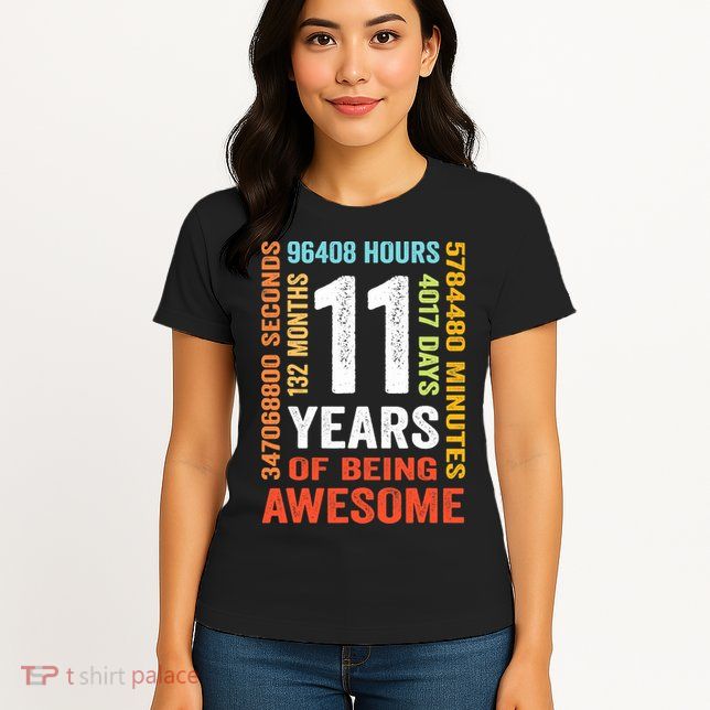 11th Birthday 11 Years Old Vintage Retro 132 Months Womens T-Shirt