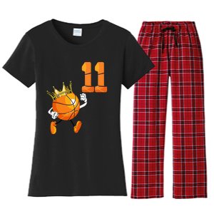 11th Birthday 11 Years Old Basketball Lover Theme Party Women's Flannel Pajama Set