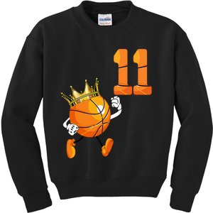 11th Birthday 11 Years Old Basketball Lover Theme Party Kids Sweatshirt