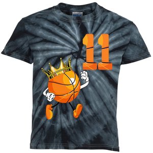 11th Birthday 11 Years Old Basketball Lover Theme Party Kids Tie-Dye T-Shirt