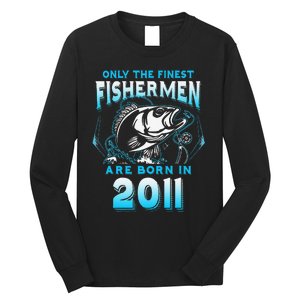 10th Birthday 10 Years Old Funny Fishing Since 2011 Long Sleeve Shirt