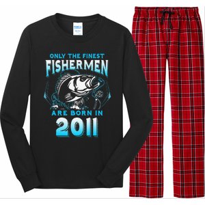 10th Birthday 10 Years Old Funny Fishing Since 2011 Long Sleeve Pajama Set