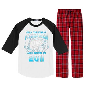 10th Birthday 10 Years Old Funny Fishing Since 2011 Raglan Sleeve Pajama Set