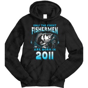 10th Birthday 10 Years Old Funny Fishing Since 2011 Tie Dye Hoodie