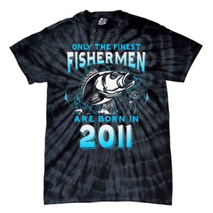 10th Birthday 10 Years Old Funny Fishing Since 2011 Tie-Dye T-Shirt