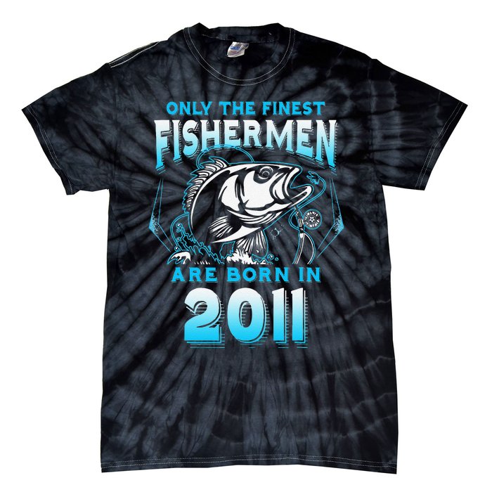 10th Birthday 10 Years Old Funny Fishing Since 2011 Tie-Dye T-Shirt