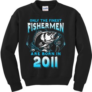 10th Birthday 10 Years Old Funny Fishing Since 2011 Kids Sweatshirt