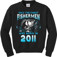 10th Birthday 10 Years Old Funny Fishing Since 2011 Kids Sweatshirt