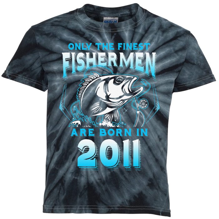 10th Birthday 10 Years Old Funny Fishing Since 2011 Kids Tie-Dye T-Shirt