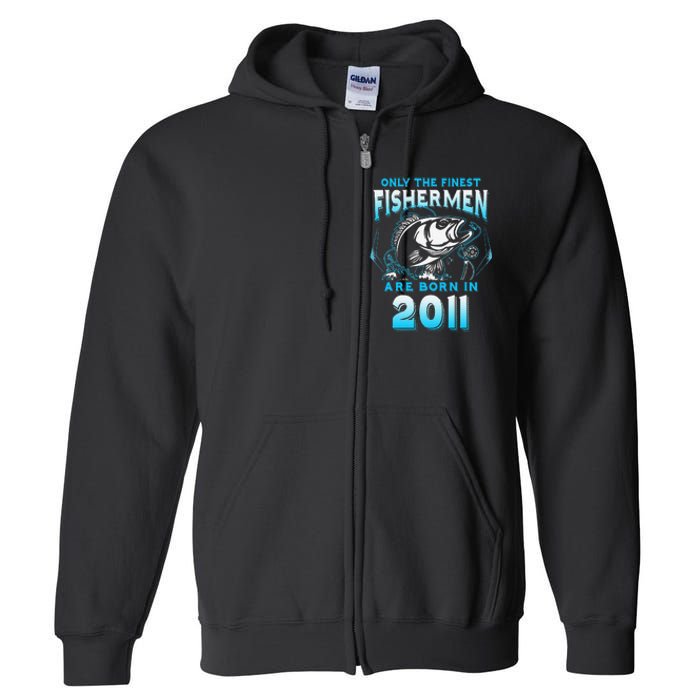 10th Birthday 10 Years Old Funny Fishing Since 2011 Full Zip Hoodie